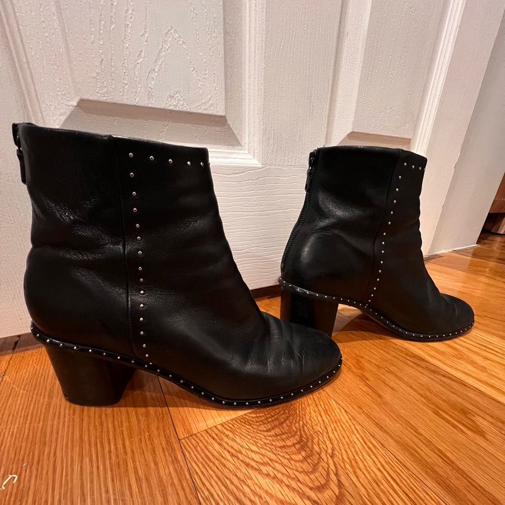 rag & bone Willow Black Leather Ankle Boots